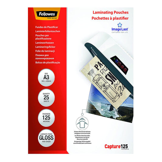 Pochettes à plastifier - A3 - 125 microns - Pack de 25 - Fellowes