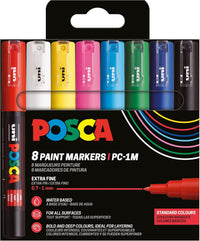 Pochette 8 marqueurs POSCA - PC1M - Couleurs basiques - Pointe extra fine - 0,7-1mm