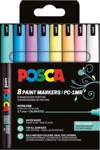 Pochette 8 marqueurs POSCA - PC1MR - Couleurs douces - Pointe extra fine - 0,7mm