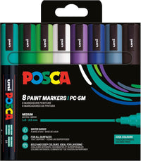 Pochette 8 marqueurs POSCA - PC5M - Couleurs froides - Pointe moyenne