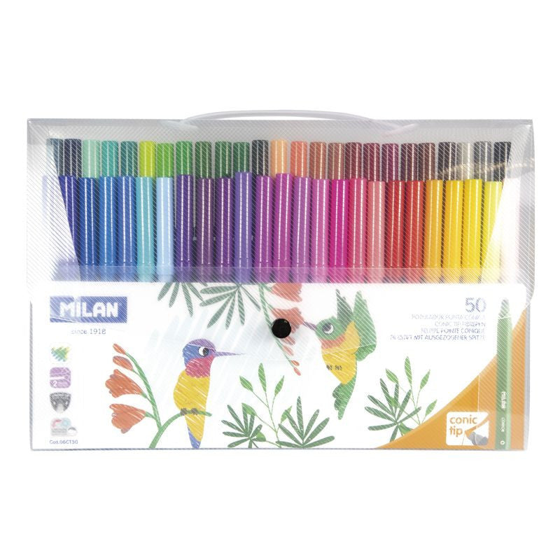 Pochette de 50 feutres de coloriage pointe conique Milan