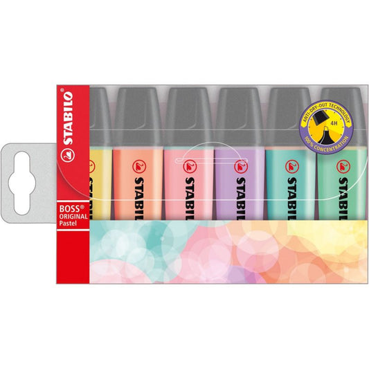 Pochette de 6 surligneurs STABILO BOSS ORIGINAL Pastel - assortiment pastel
