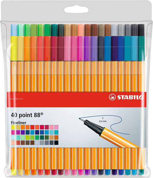 Pochette de 40 stylos-feutres STABILO point 88 - pointe fine - Assortiment