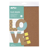 Pochette 3 feuilles de liège souple 21 x 29,7 cm A4 Apli