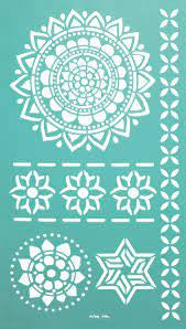 Pochoir - Adhésif - Repositionnable - Modèle mandalas - 11,5x20,5 cm