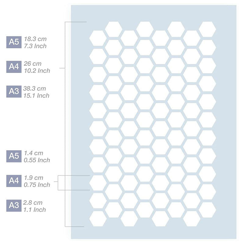 Pochoir A5 - Motif géométrique hexagonal - Qbix