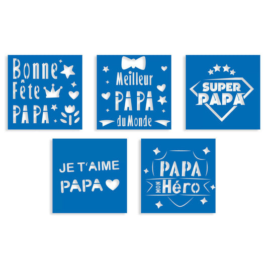 Pochoirs - Bonne fête papa - 5 modèles - Tout support - Réutilisable