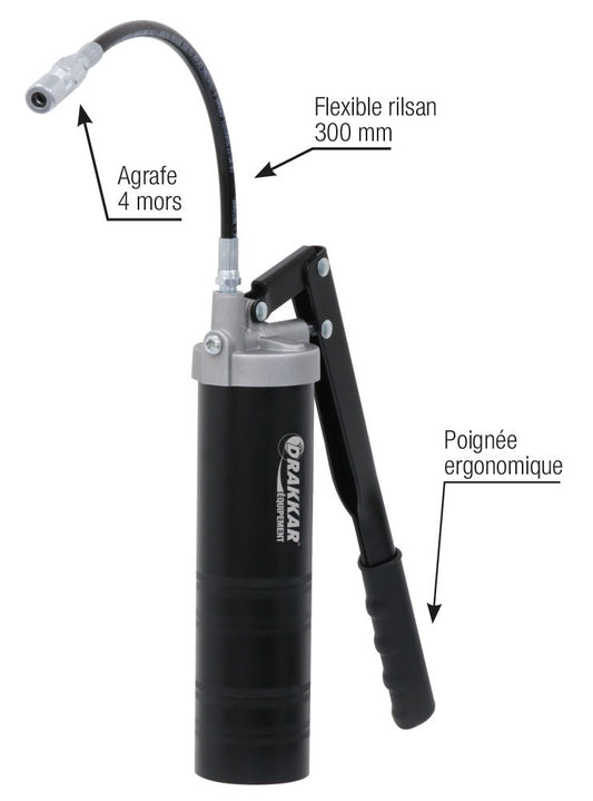 Pompe à graisse - Manuelle - Pour cartouches à visser - Graisse - Huile - Essence