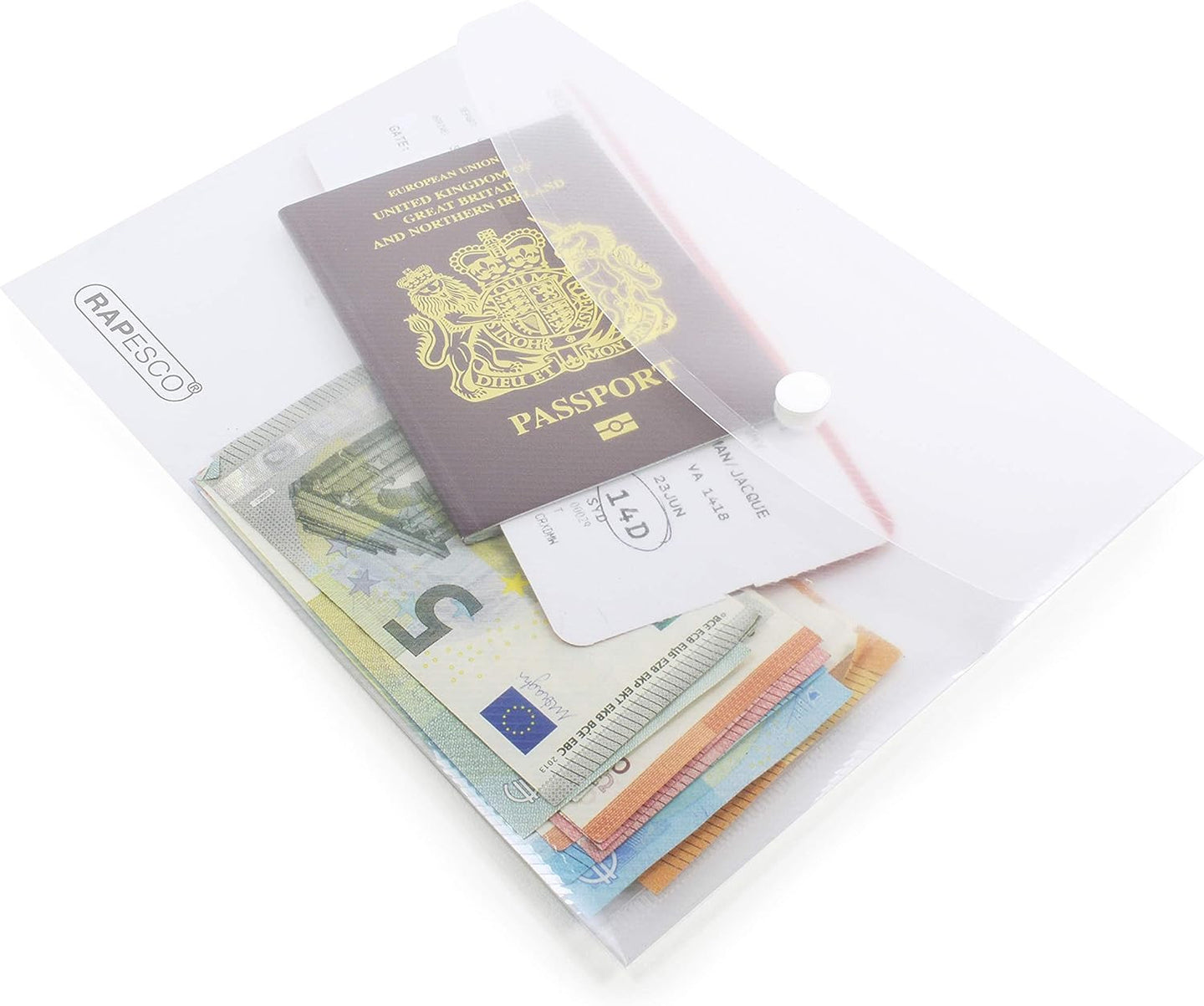 Pochettes - Plastique - Transparente - A5 - Bouton pression - Lot de 50 - Rapesco