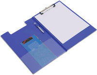 Porte-bloc - Pour documents A4 - Avec rabat - Clip métal - Plastique - Bleu