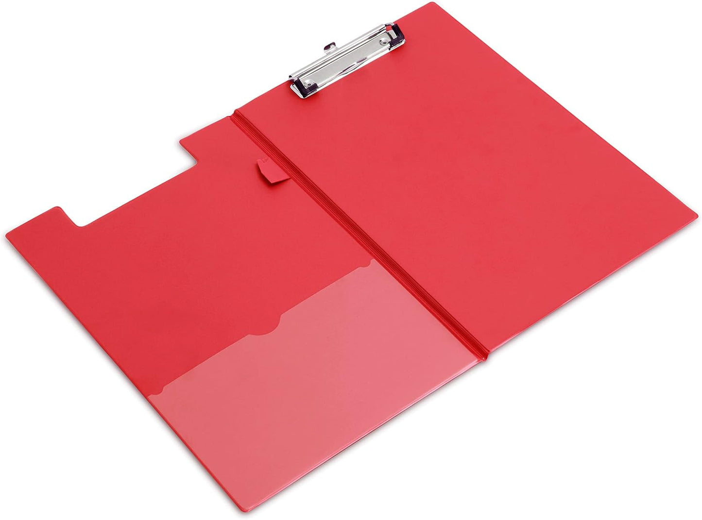 Porte-bloc - Pour documents A4 - Avec rabat - Clip métal - Plastique - Rouge