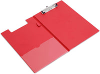 Porte-bloc - Pour documents A4 - Avec rabat - Clip métal - Plastique - Rouge
