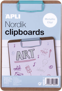 Porte-bloc - Pour document A5 - Clip métal bleu - Bois - Apli Nordik
