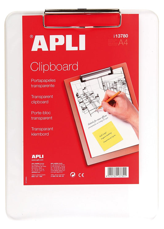 Porte-bloc en plastique transparent A4 - Apli