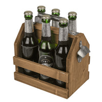 Porte-bouteille - Bois - Avec ouvre-bouteille intégré - Pour 6 bouteilles 33cl
