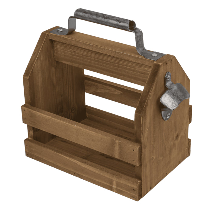 Porte-bouteille - Bois - Avec ouvre-bouteille intégré - Pour 6 bouteilles 33cl