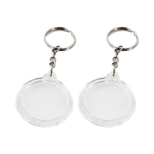 Porte-clés - Rond - Plastique transparent - A personnaliser - 2 pièces