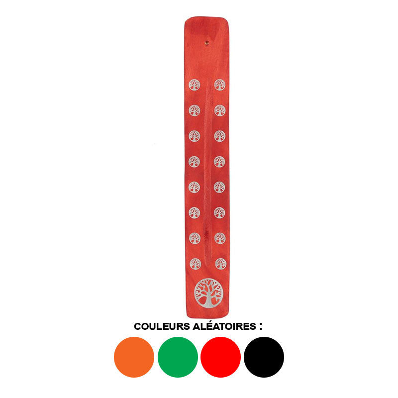 Porte-encens - Attrape cendres - Bois - Motif arbre de vie - Coloris aléatoire