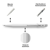 Porte-mines - Métal - Blanc - Mine de 0,7mm - Rechargeable - Caran d'Ache 849