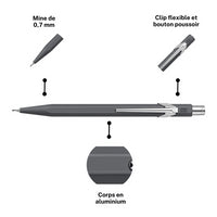 Porte-mines - Métal - Gris - Mine de 0,7mm - Rechargeable - Caran d'Ache 849