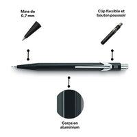 Porte-mines - Métal - Noir - Mine de 0,7mm - Rechargeable - Caran d'Ache 849
