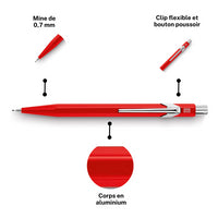Porte-mines - Métal - Rouge - Mine de 0,7mm - Rechargeable - Caran d'Ache 849