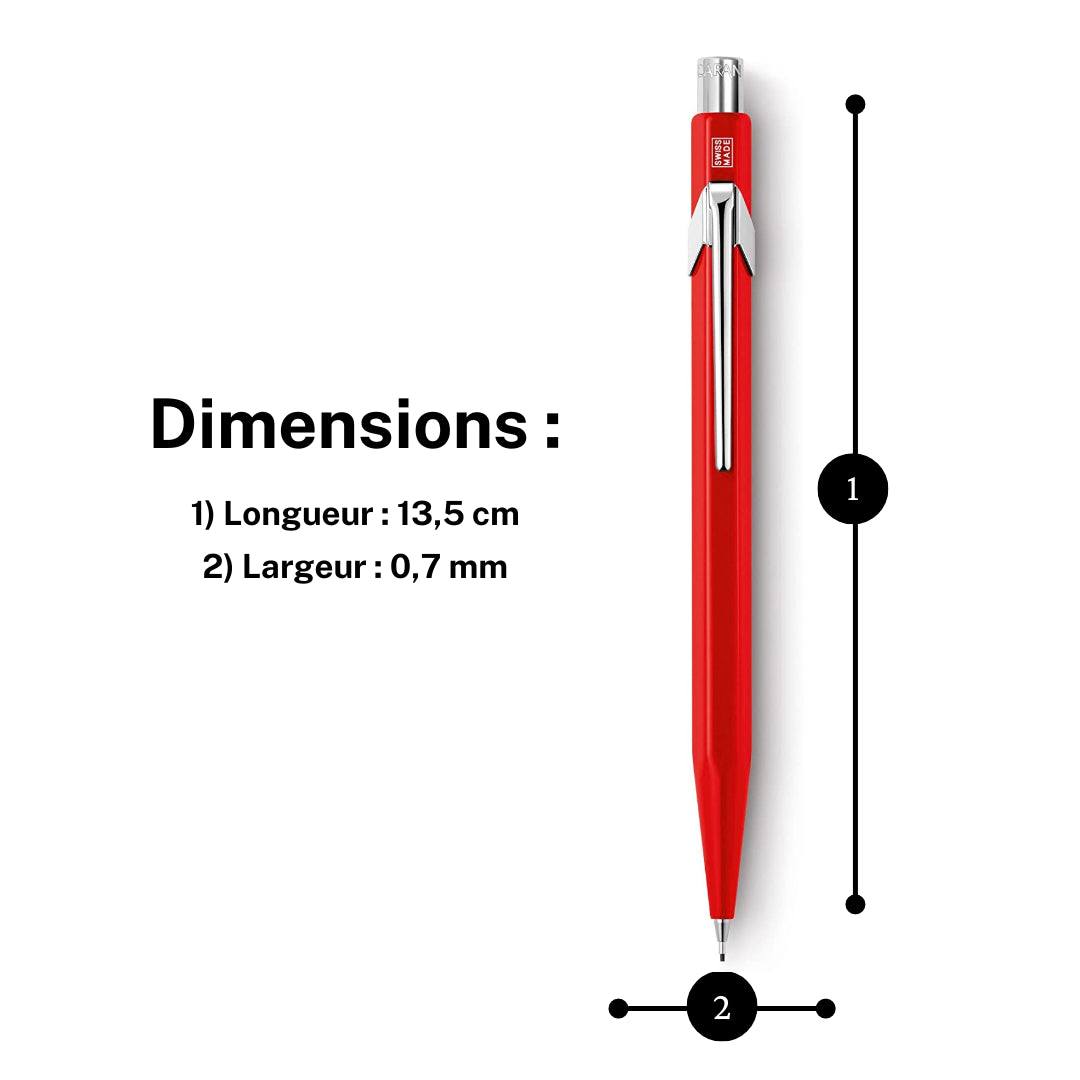 Porte-mines - Métal - Rouge - Mine de 0,7mm - Rechargeable - Caran d'Ache 849
