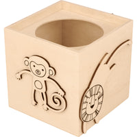 Pot à crayons - Animaux de la jungle - Bois - 10x10cm - A personnaliser