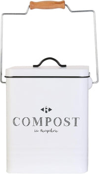 Petite poubelle de cuisine - Composte - 5L - Métal - Couvercle et poignée