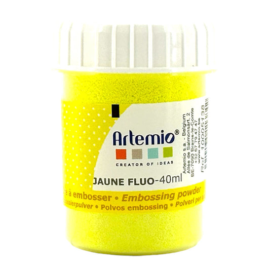 Poudre à embosser - Jaune fluo - Opaque - Embossage - Scrapbooking - Pot de 40ml