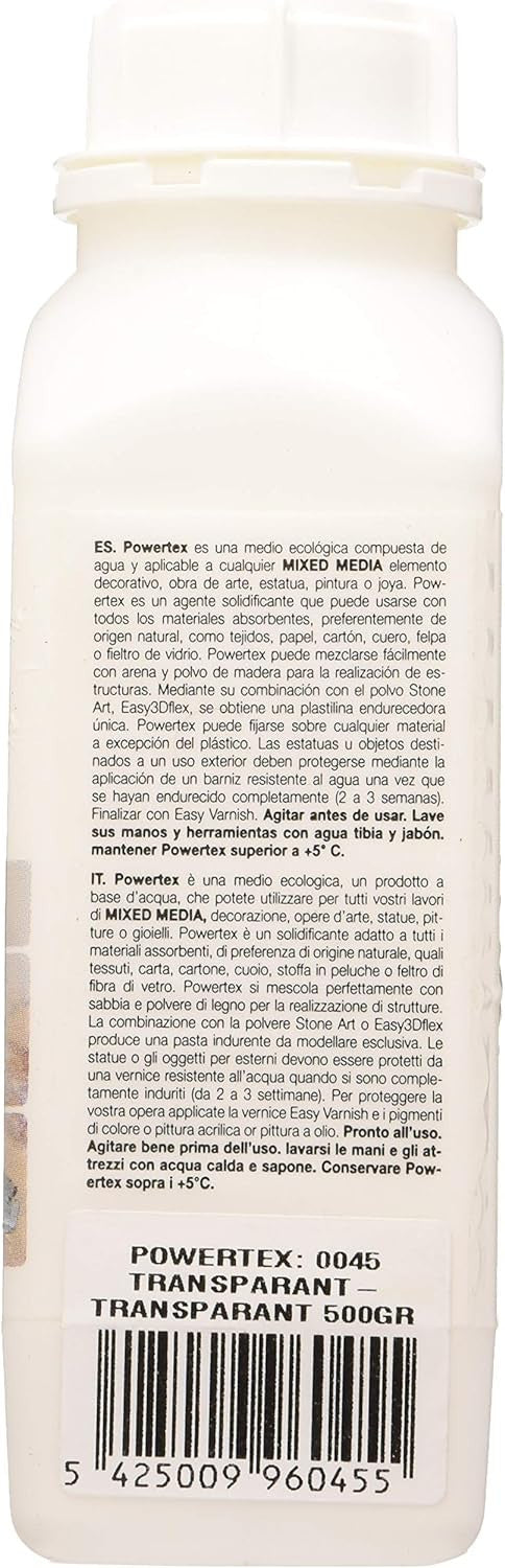 Powertex - Durcisseur - Médium - Tissus, papier, carton - Transparent - 500g