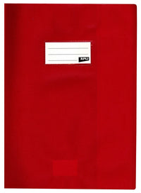 Protège-cahier opaque rouge en PVC – Format 24x32 cm – Épaisseur 19/100ème – Grain cuir