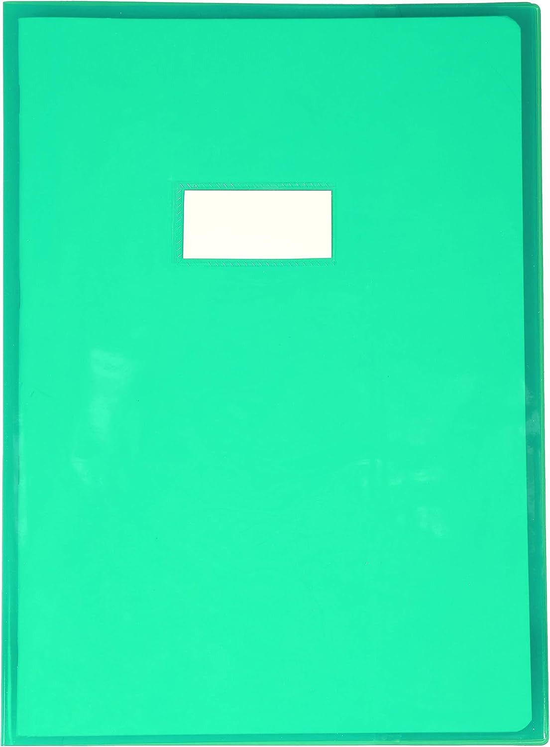 Protège cahier - A4 - 21x29,7cm - Vert transparent - Avec porte étiquette
