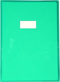 Protège cahier - A4 - 21x29,7cm - Vert transparent - Avec porte étiquette