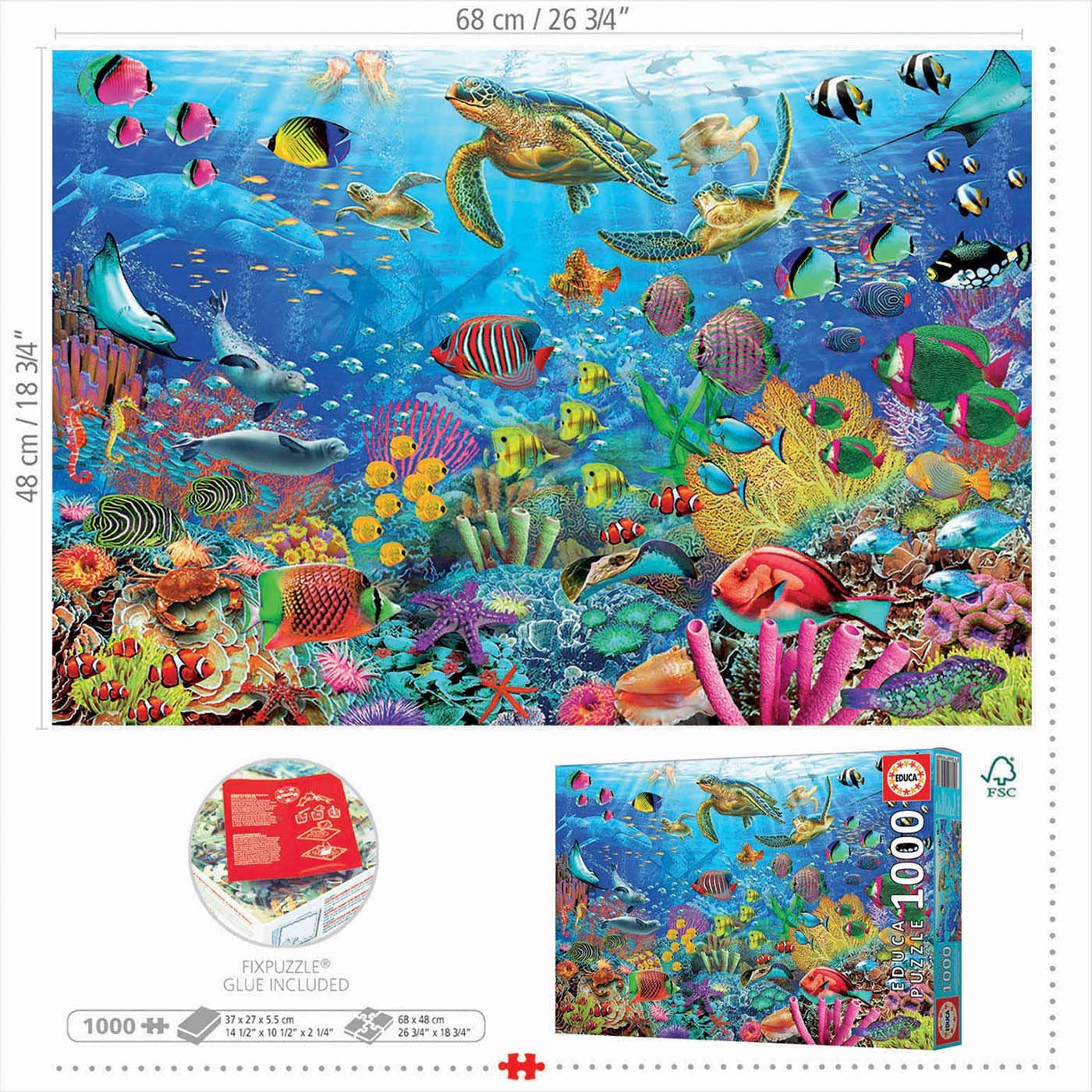 Puzzle - 1000 pièces - 68x48 cm - Les tortues au paradis - Educa