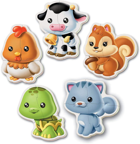 Puzzle - 5 pièces - Bébé dès 2 ans - Animaux - Chat - Poule - Vache - Educa