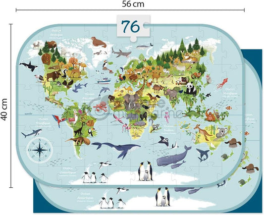Puzzle - Educatif - 76 pièces - Enfant dès 6 ans - Apprendre pays et continents