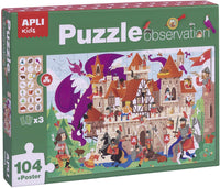 Puzzle enfant 104 pièces thème château Apli Kids