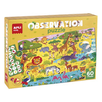 Puzzle - Les animaux de la jungle - Observation - Enfant - 60 pièces - Apli Kids
