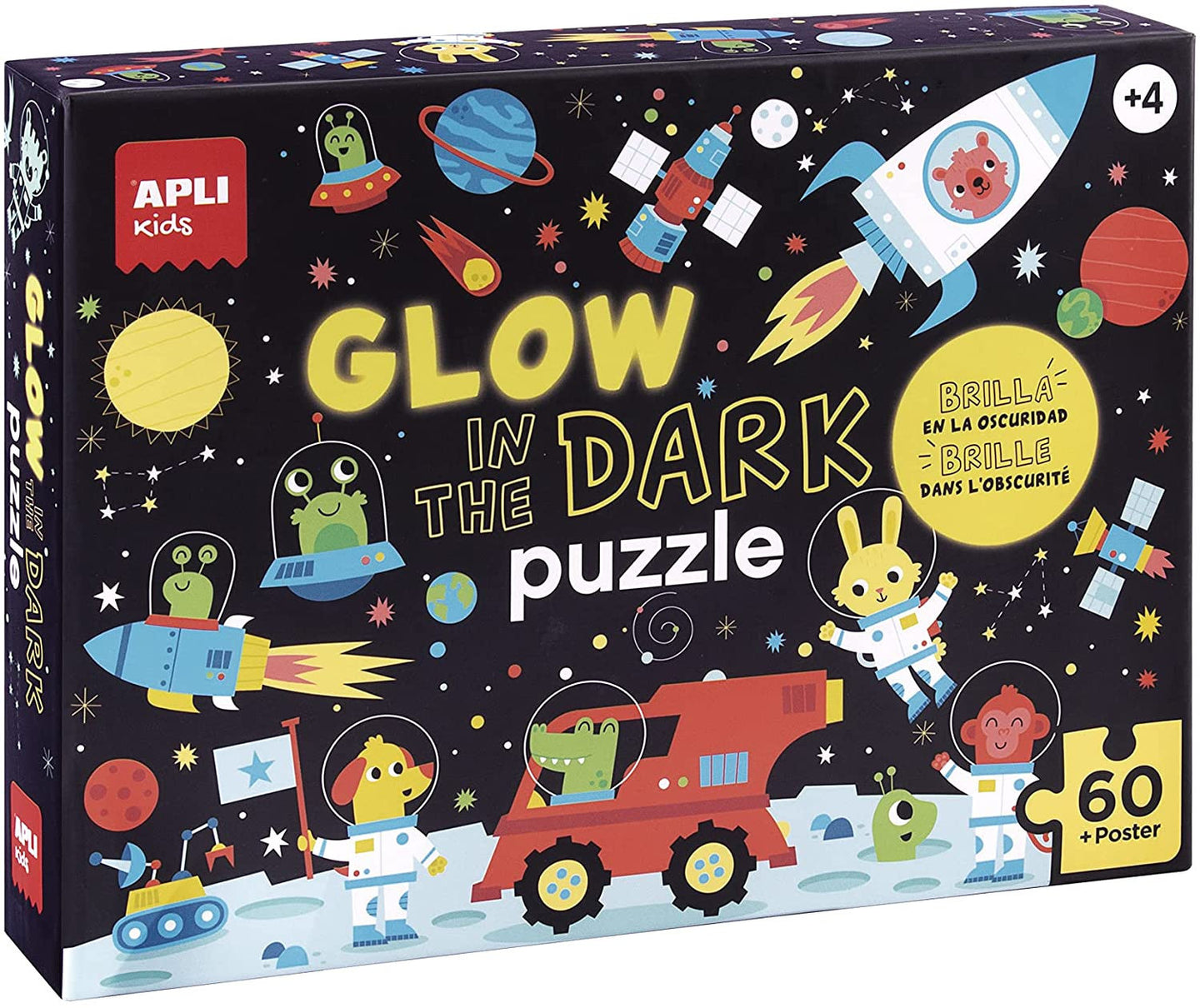 Puzzle - Enfant - 60 pièces - Les animaux dans l'espace - Apli Kids
