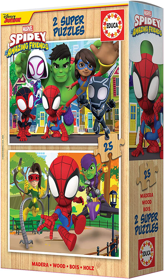 Puzzle en bois - Spidey et ses amazing amis - 2 x 25 pièces - Dès 3 ans - Educa