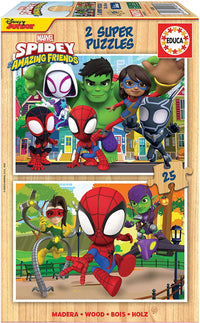 Puzzle en bois - Spidey et ses amazing amis - 2 x 25 pièces - Dès 3 ans - Educa