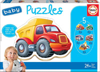 Puzzle - 5 pièces - Bébé dès 2 ans - Camion - Tracteur - Bus - Moto - Educa