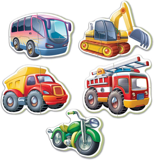 Puzzle - 5 pièces - Bébé dès 2 ans - Camion - Tracteur - Bus - Moto - Educa