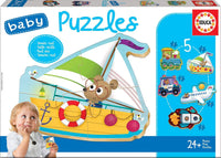 Puzzle - 5 pièces - Bébé dès 2 ans - Bateau - Avion - Train - Voiture - Educa