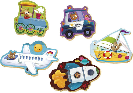 Puzzle - 5 pièces - Bébé dès 2 ans - Bateau - Avion - Train - Voiture - Educa