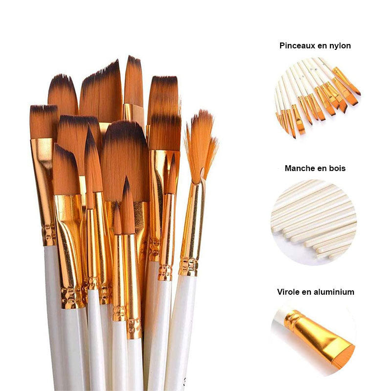 Pochette de pinceaux, spatules et éponges pour la peinture artistique Qbix