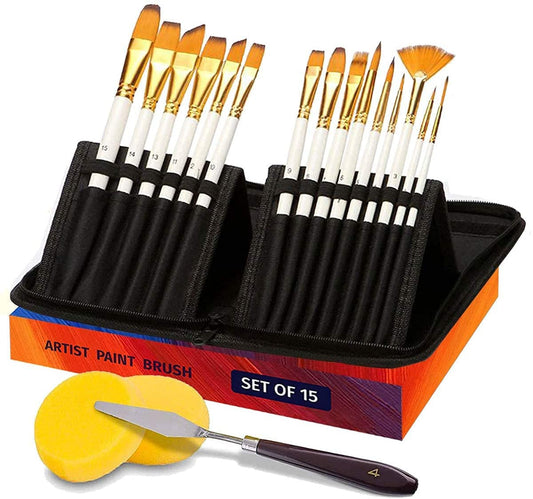 Pochette de pinceaux, spatules et éponges pour la peinture artistique Qbix