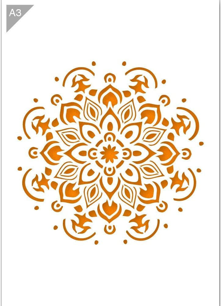 Pochoir mandala format A3 décoration peinture QBIX