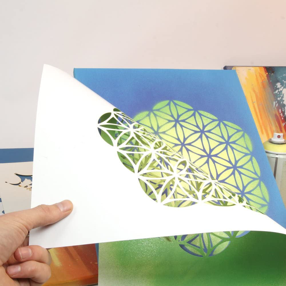 Pochoir mandala format A3 décoration peinture QBIX